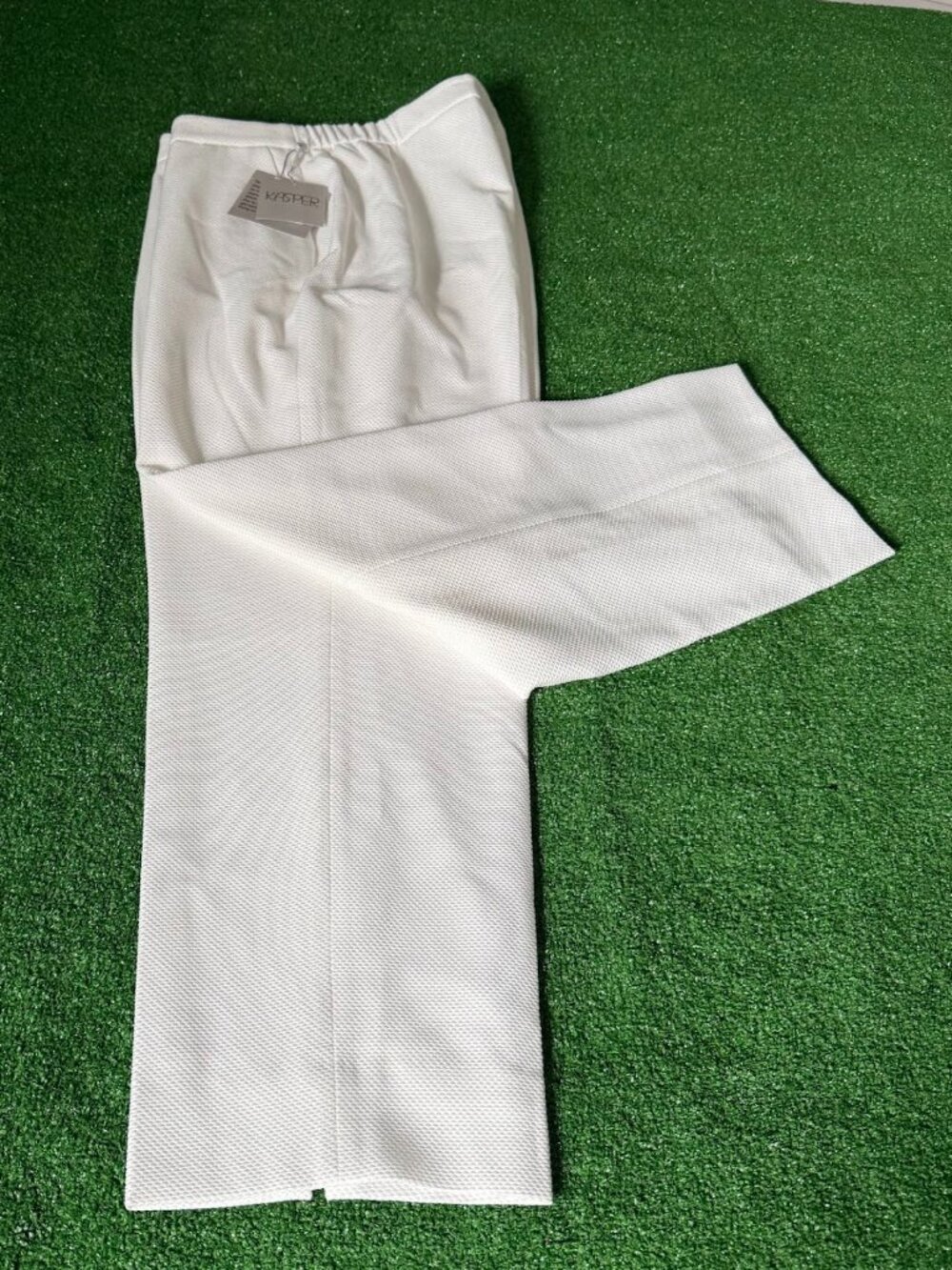Kasper Lily White Texture High-Rise Straight Leg Lined Trouser Pants Size 18 NWT